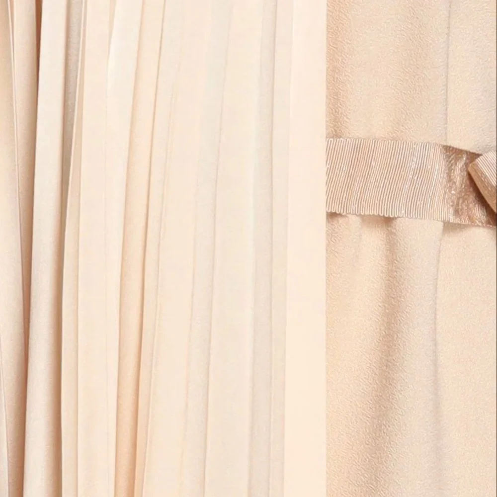 ANTONELLI silk crepe beige midi dress zipper closure - Picture 4 of 14